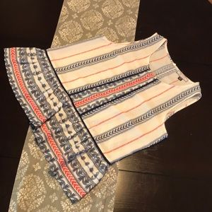 Eden Society Red White Blue Printed Peplum Top